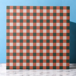 Motif à carreaux rouge et vert rétro minimaliste