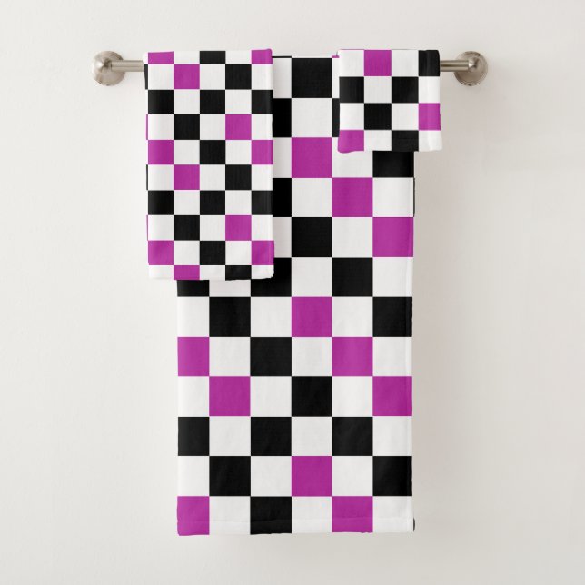 Motif à carreaux violet noir et blanc  (En situation)