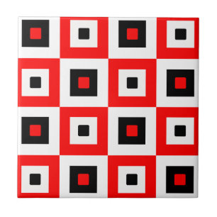 Motif à carrés à carreaux rouges noirs et blancs