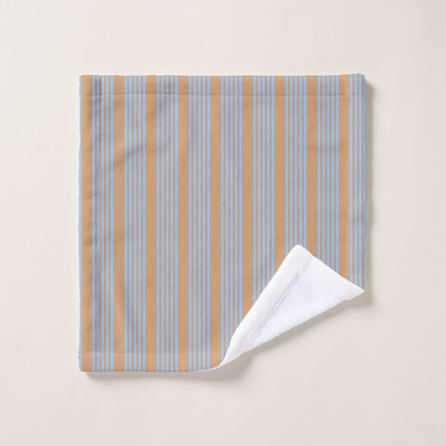 Motif à cinq bandes bleu et brun (Gant de toilette)