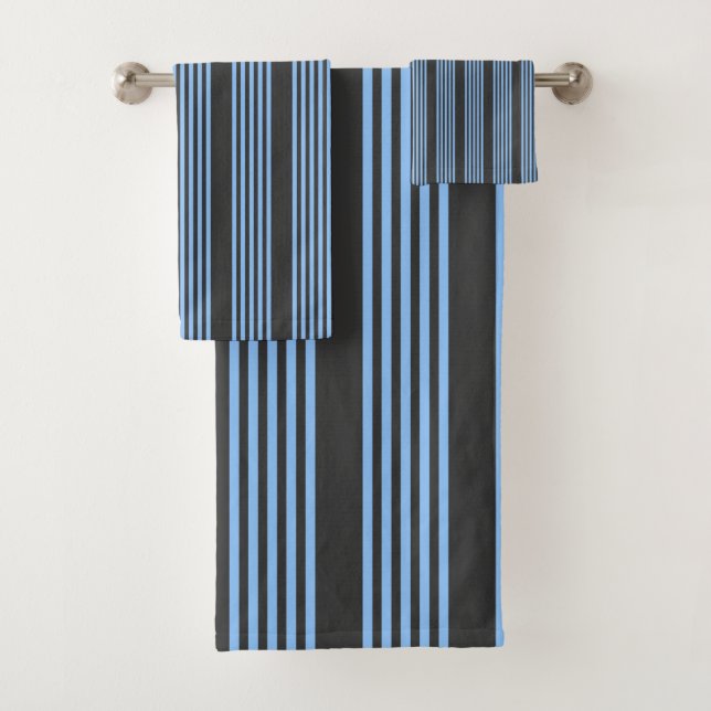 Motif à cinq bandes bleu et charbon (En situation)