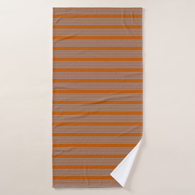 Motif à cinq bandes bleu-gris et orange brûlé (Serviette de bain)