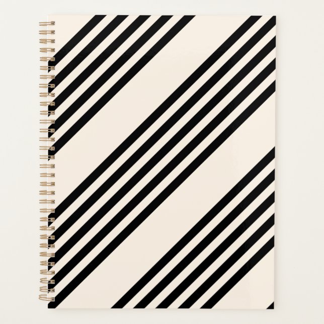 Motif à cinq bandes noir et beige (Devant)