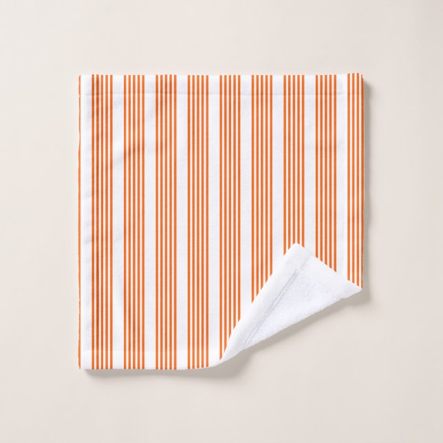Motif à cinq bandes orange et blanc (Gant de toilette)