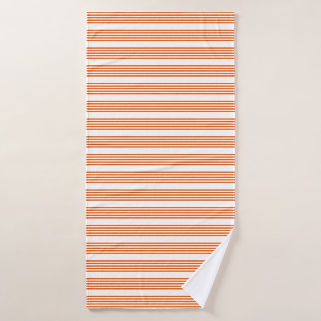 Motif à cinq bandes orange et blanc (Serviette de bain)