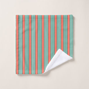 Motif à cinq bandes vert et blanc avec corail