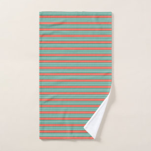 Motif à cinq bandes vert et blanc avec corail