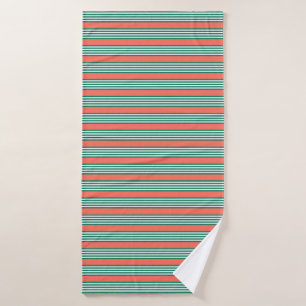 Motif à cinq bandes vert et blanc avec corail