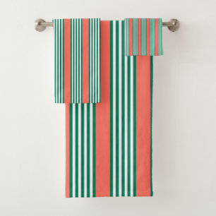 Motif à cinq bandes vert et blanc avec corail