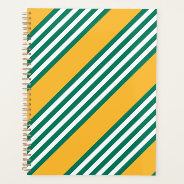 Motif à cinq bandes vert et blanc avec jaune (Devant)