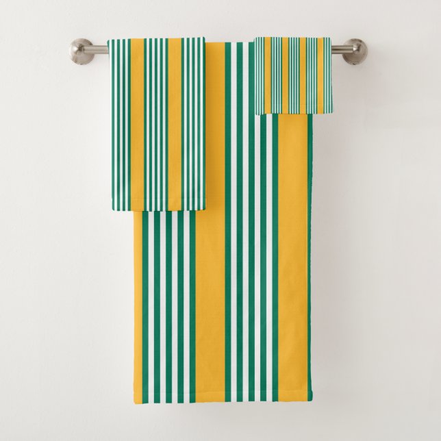Motif à cinq bandes vert et blanc avec jaune (En situation)