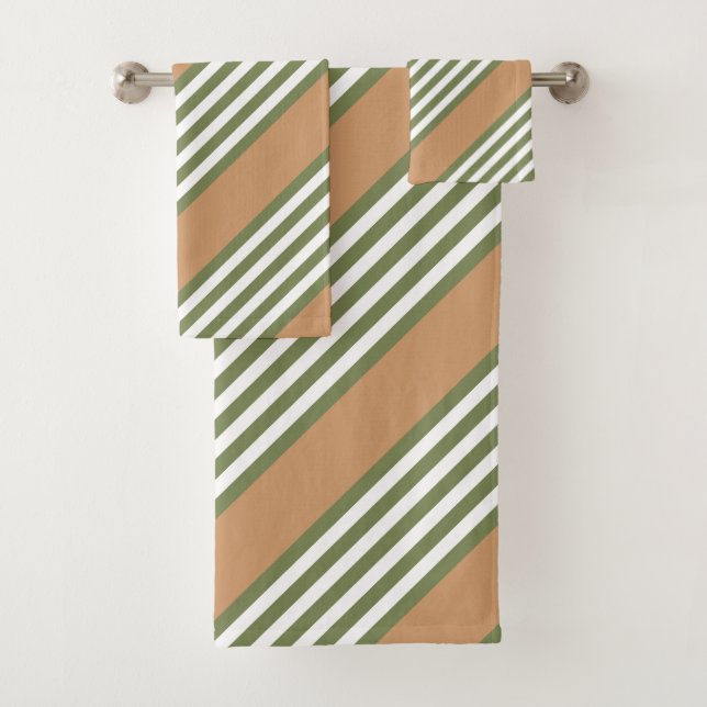 Motif à cinq bandes vert olive et blanc avec bronz (En situation)