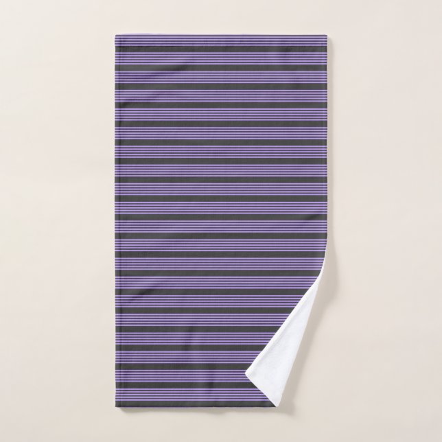 Motif à cinq bandes violet et charbon de bois (Serviette à main)