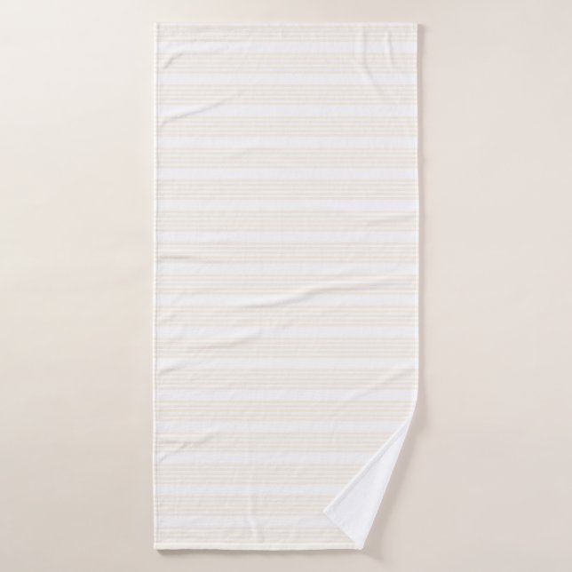 Motif à cinq rayures beige et blanc (Serviette de bain)