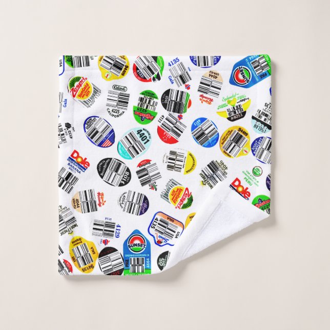 Motif à code barre des légumes (Gant de toilette)