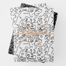Motif à doodle noir et blanc enveloppe feuille pap