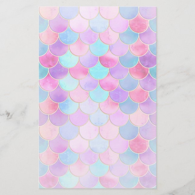 Motif à échelle de sirène rose, violet et aqua (Devant)