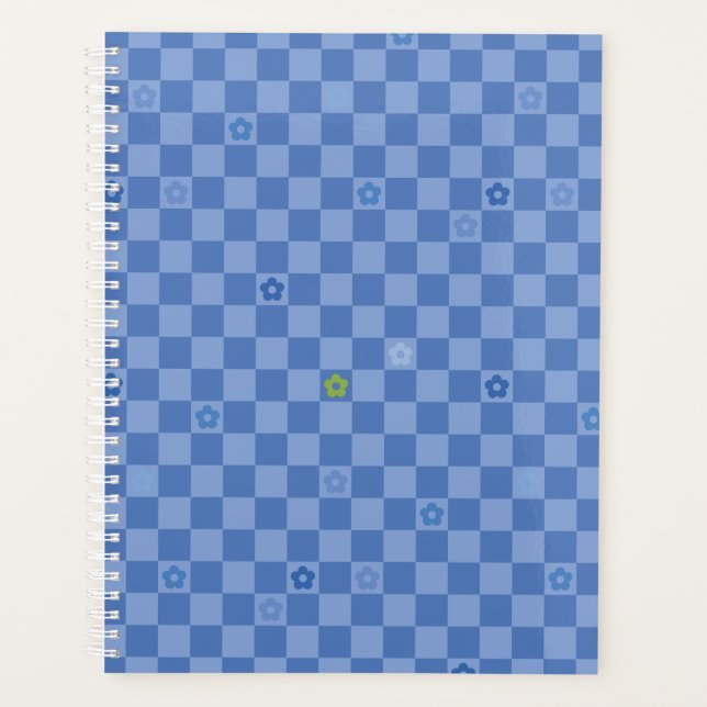 Motif à fleurs à carreaux n° 01 - Bleu clair (Devant)