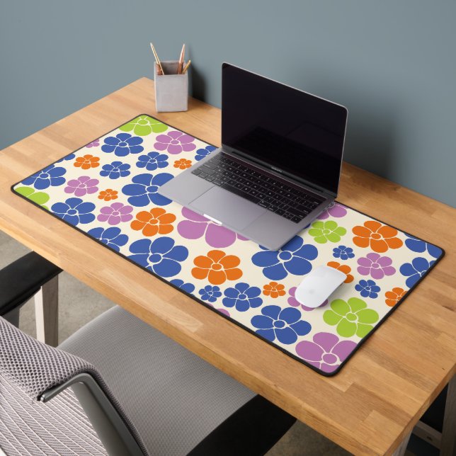 Motif à fleurs - Bleu, Orange, Violet, Vert (Bureau 2)