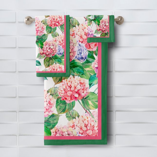 Motif à fleurs d'Hydrangeas (Hydrangeas Floral Pattern Bath Towel Set (white on reverse side), buy pieces separately, too)