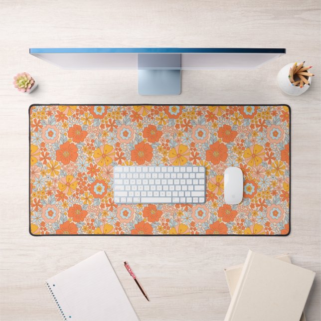 Motif à fleurs Orange Retro (Bureau 1)