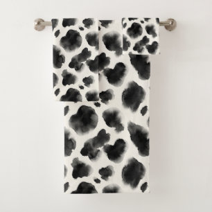 Motif à Impression de Vache Noir et Blanc