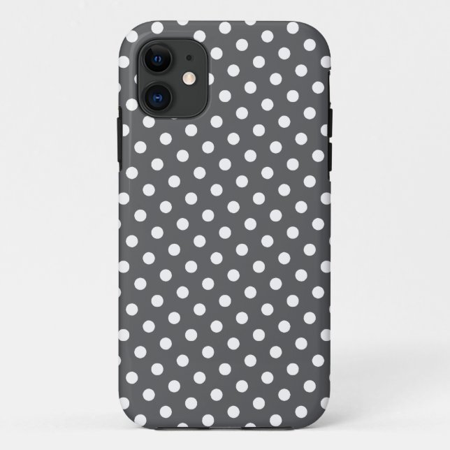Motif à points Polka gris et blanc iPhone 5 Coque (Dos)