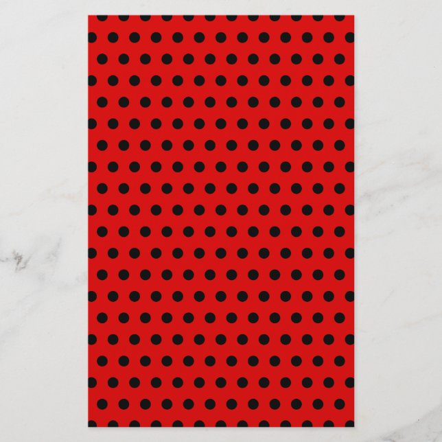 Motif à points Polka rouge et noir. Spotty. (Devant)