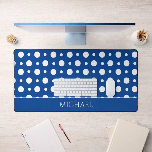 Motif à pois blanc bleu (Bureau 1)