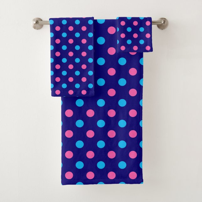 Motif à pois bleu marine rose cyan (En situation)
