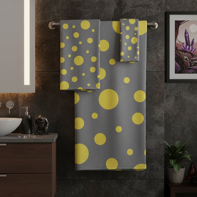 Motif à pois jaune gris (Polka Dot Pattern Yellow Gray Bath Towel Set
)