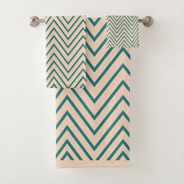 Motif à rayures chevron bleu pêche (En situation)