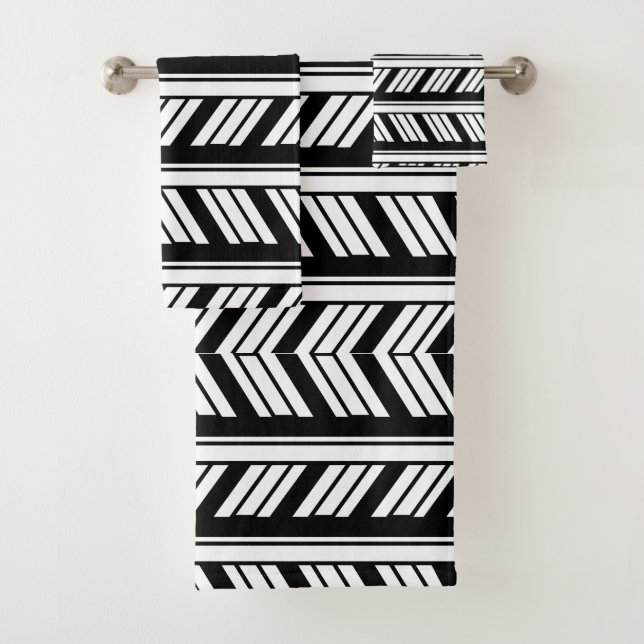 Motif à rayures chevron noir et blanc   (En situation)