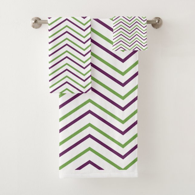 Motif à rayures chevron vert violet  (En situation)