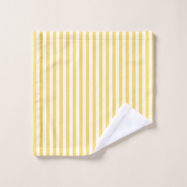 Motif à rayures jaunes et blanches (Gant de toilette)