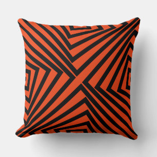 Motif À Rayures Noir Et Orange - Oreiller