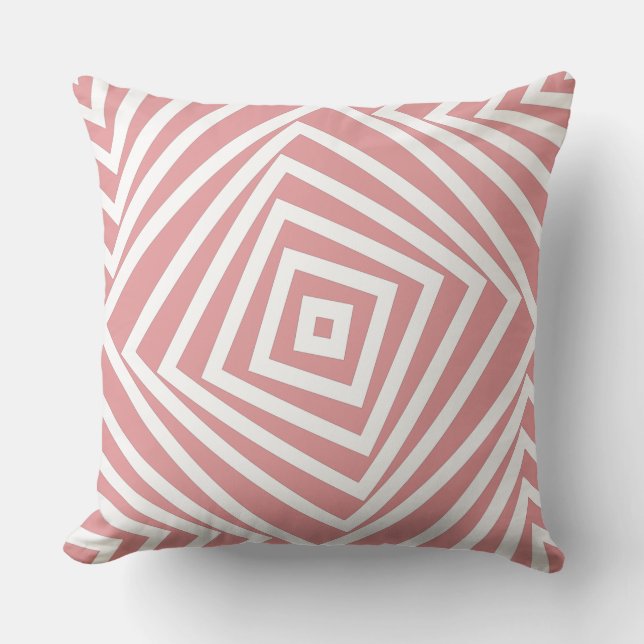 Motif à spirale blanc et rose - oreiller à lancer (Recto)
