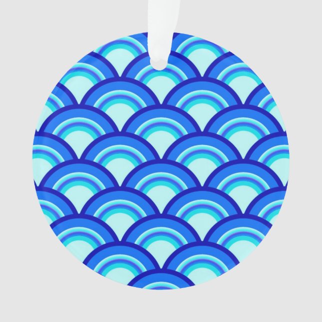 Motif à vagues Art déco - cobalt et bleu ciel (devant)