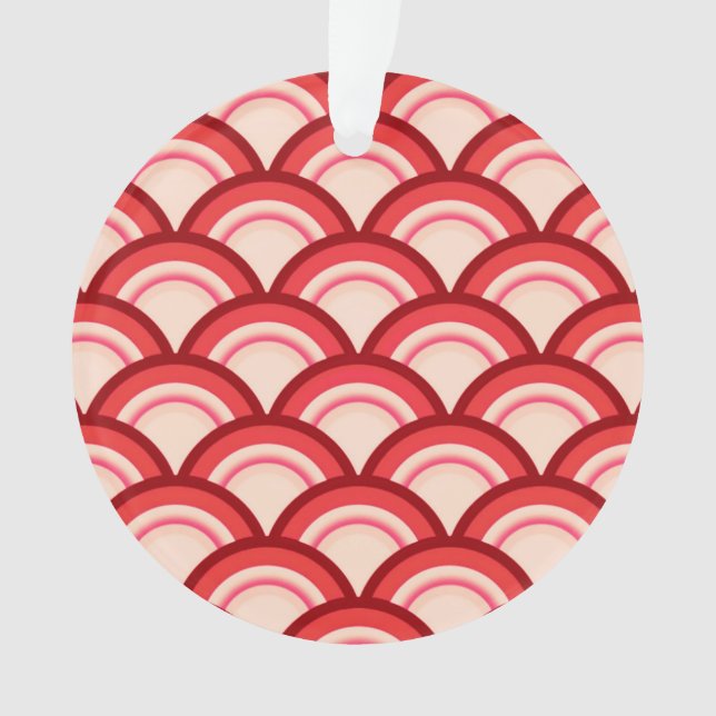 Motif à vagues Art déco - corail rouge et rose (devant)