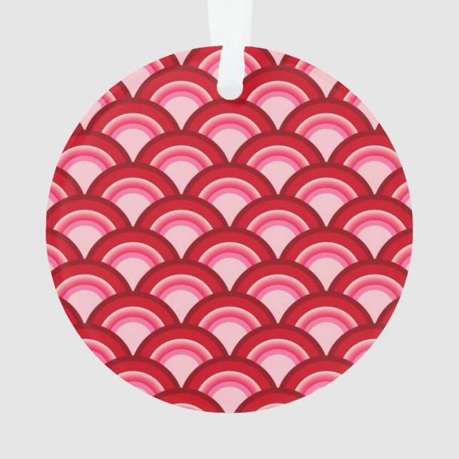 Motif à vagues Art déco - rouge et fuchsia (dos)