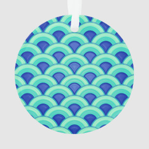 Motif à vagues Art déco - turquoise et cobalt
