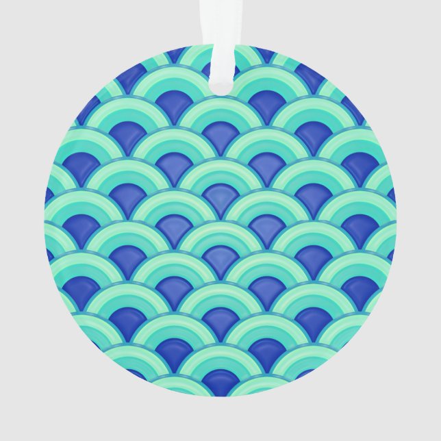 Motif à vagues Art déco - turquoise et cobalt (dos)