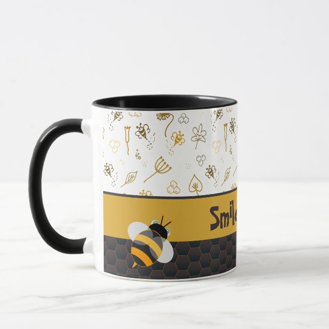 Motif abeille nid d'abeille Coffee Mug (Gauche)