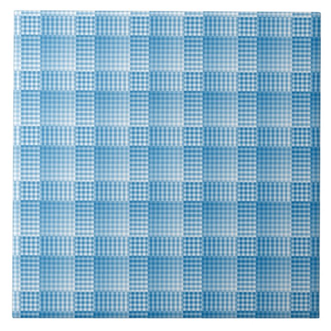 Motif abstrait à carreaux bleus et blancs (Devant)