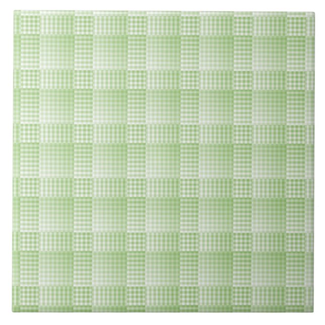 Motif abstrait à carreaux verts et blancs (Devant)