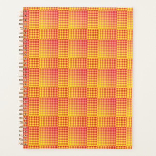 Motif Abstrait à Damier Rouge Jaune (Devant)
