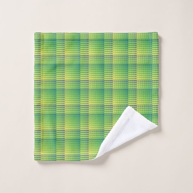 Motif Abstrait à Damier Vert Bleu (Gant de toilette)