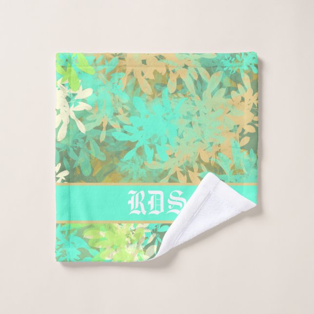 Motif Abstrait à feuilles vertes (Gant de toilette)