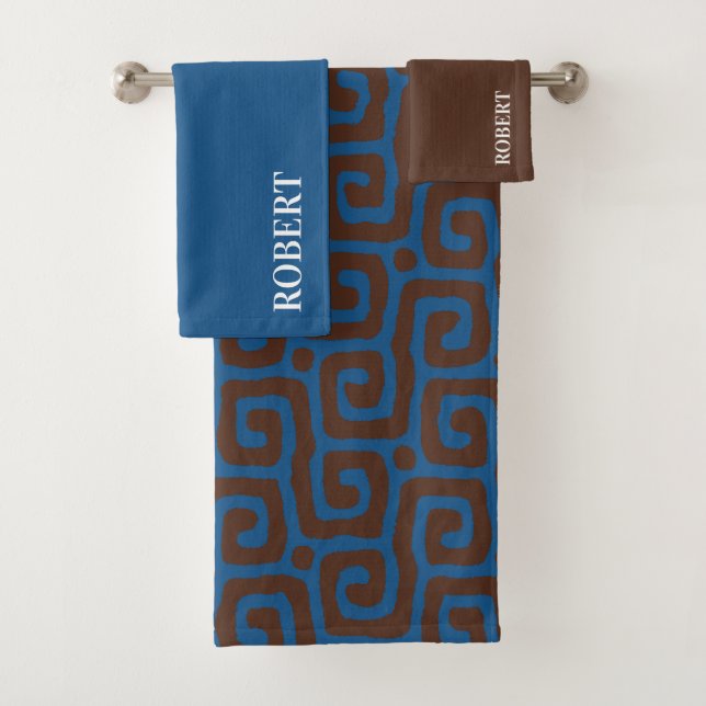Motif abstrait bleu et marron avec nom personnalis (En situation)