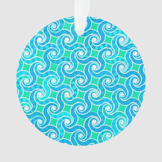 motif Abstrait - Bleu, Jade vert & Blanc (devant)